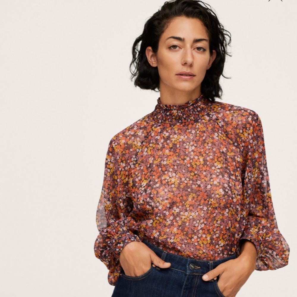 Mango Sheer Floral Blouse